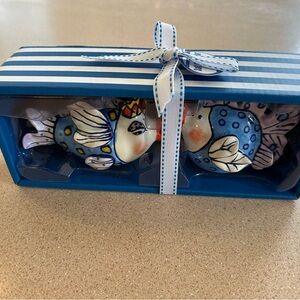 Ceramic Fish Salt and Pepper Shakers - Blue Sky
